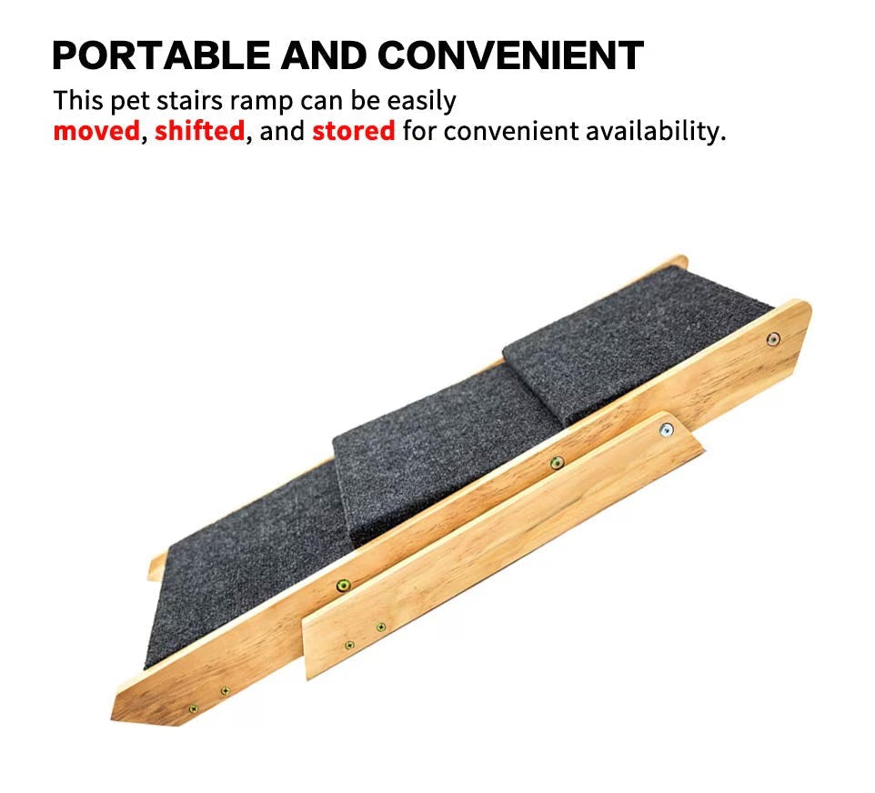 Wood Pet Stairs Pet Steps  Foldable 3 Levels Dog Stairs  Ramp Perfect For Beds And Cars Portable Dog Cat Ladder