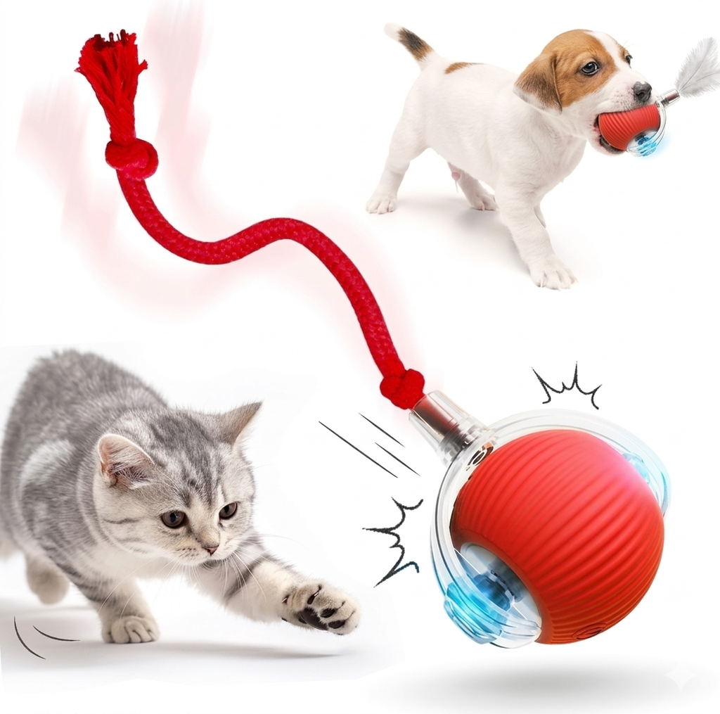 Automatic Cat and Dog Toy, Interactive Pet Ball, All-Terrain Toy, Smart Pet Entertainment.