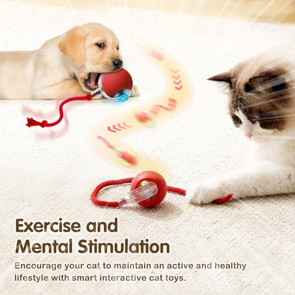 Automatic Cat and Dog Toy, Interactive Pet Ball, All-Terrain Toy, Smart Pet Entertainment.