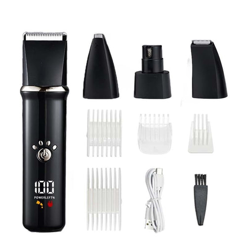 4-in-1 Professional Dog Shaver & Grooming Kit dog clippers, paw trimmer, and professional pet grooming