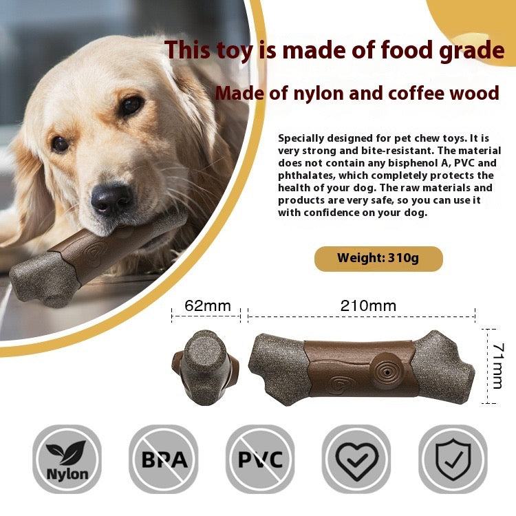 Durable Wood-Style Squeaky Ball Dog Toy – Natural Look Plastic Fetch Toy Made in USA
