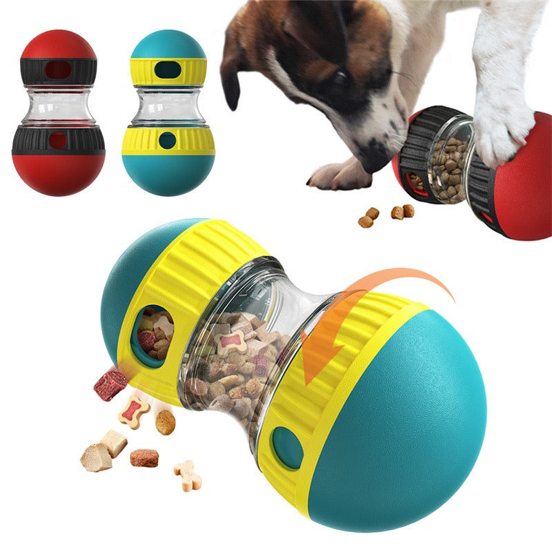Dog Treat Dispenser Toy – Adjustable Difficulty Puzzle Toy for Small to Medium Dogs – Quiet Rubber Rolling Enrichment Toy for Anxiety Relief & Slow Feeding
