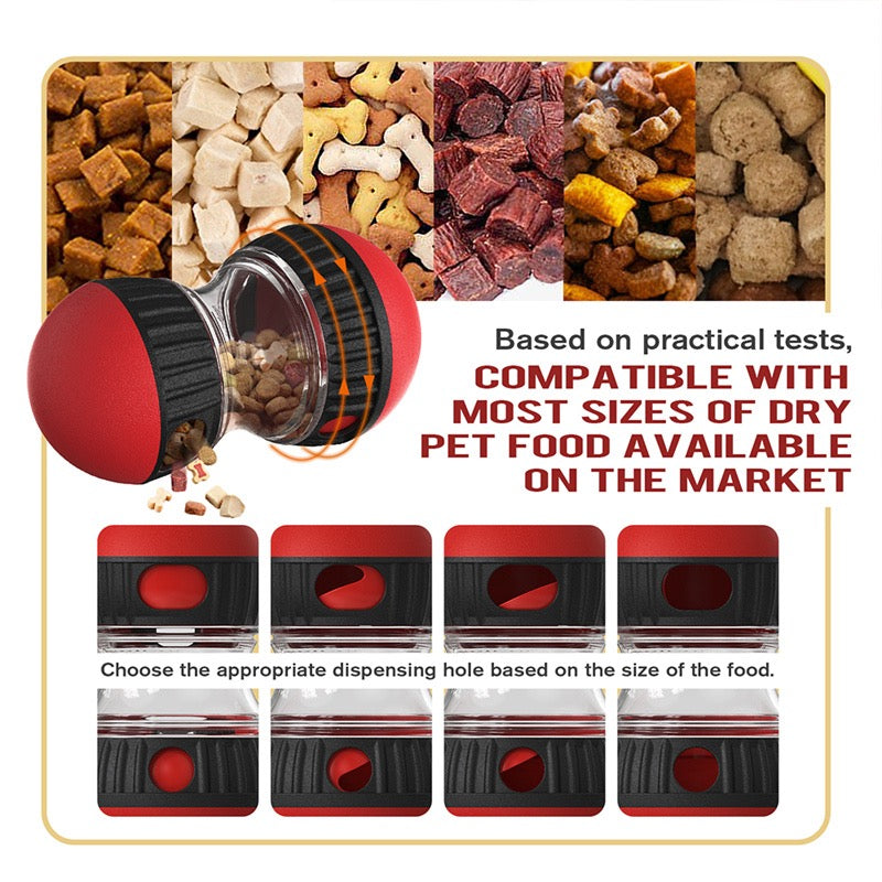 Dog Treat Dispenser Toy – Adjustable Difficulty Puzzle Toy for Small to Medium Dogs – Quiet Rubber Rolling Enrichment Toy for Anxiety Relief & Slow Feeding