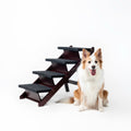 Wooden Dog Stairs Steps - Foldable 4 Levels Pet Stairs & Ramp Perfect For Beds And Cars - Portable Dog Cat Ladder Up To