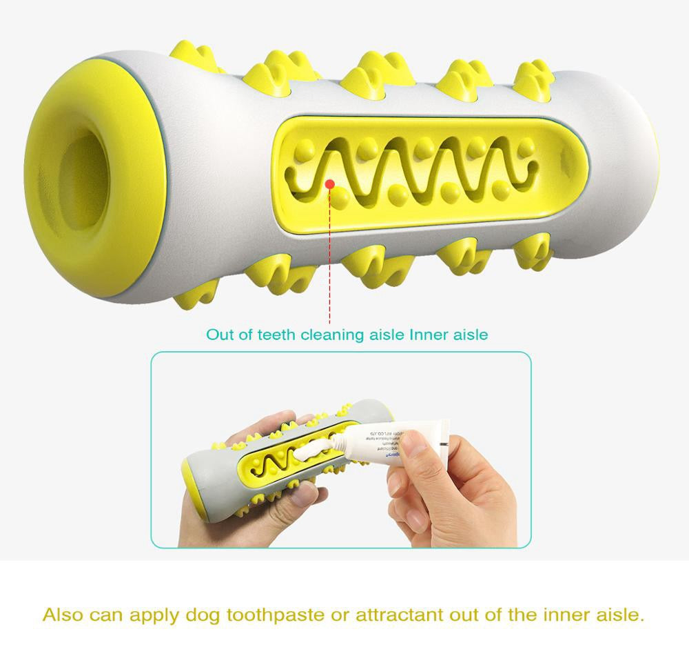 Dog Squeaky Toys For Aggressive Chewers, Tough Toothbrush Dog Chew Toy, Nearly Indestructible Rubber Toys For Pet Training, Teeth Cleaning, Playing And Chewing For Medium & Large Breeds
