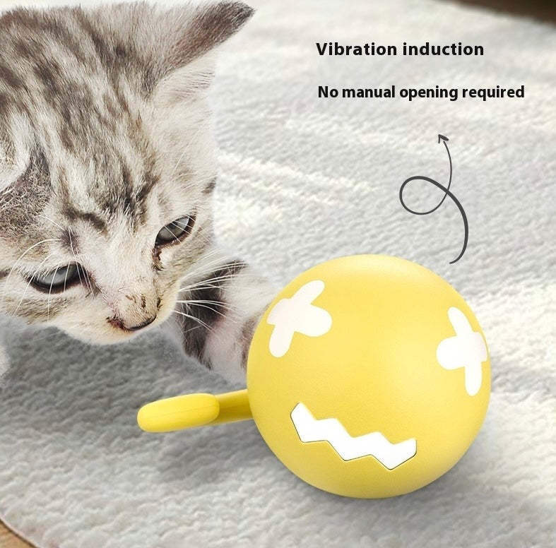 Smart Interactive Cat Toy Ball - Automatic Self-Moving Pet Toy with Feather Tail & USB Charging