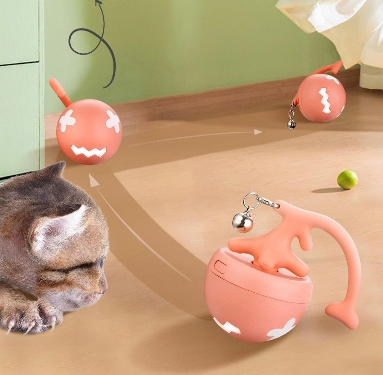 Smart Interactive Cat Toy Ball - Automatic Self-Moving Pet Toy with Feather Tail & USB Charging