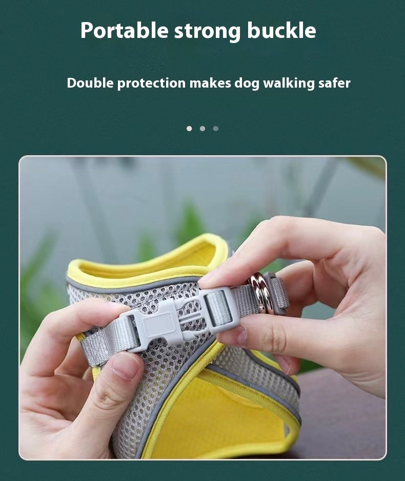 Breathable Small Dog Vest Harness and Leash Set – No-Choke, Escape-Proof Chest Strap for Puppies, Pomeranian, Bichon Frise, Teddy Poodle, and Small Breeds