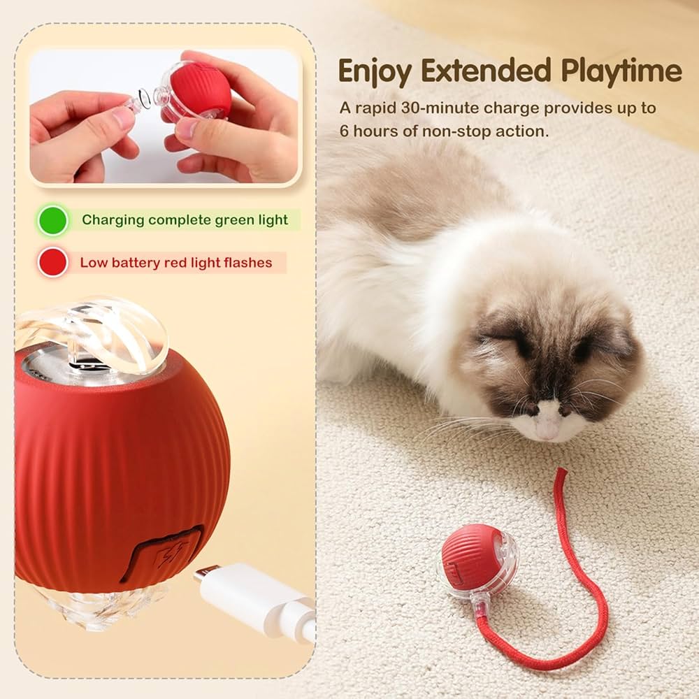 Automatic Cat and Dog Toy, Interactive Pet Ball, All-Terrain Toy, Smart Pet Entertainment.