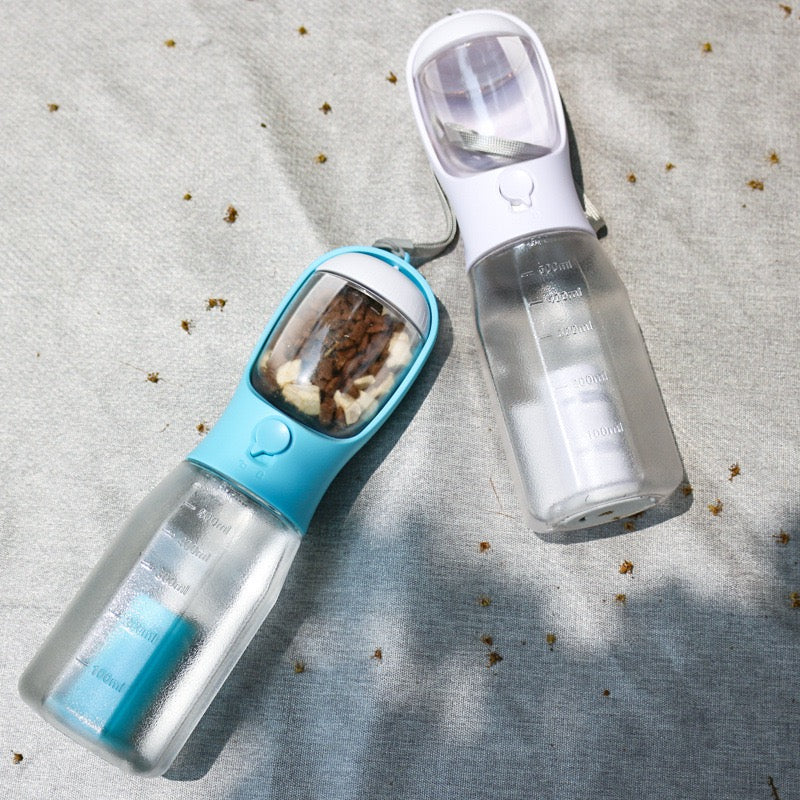 3 in 1 Portable Pet Water Bottle, food container and Waste Bag Dispenser (600ml)