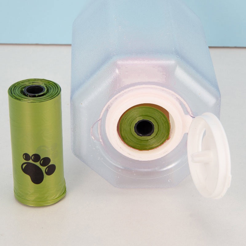 3 in 1 Portable Pet Water Bottle, food container and Waste Bag Dispenser (600ml)