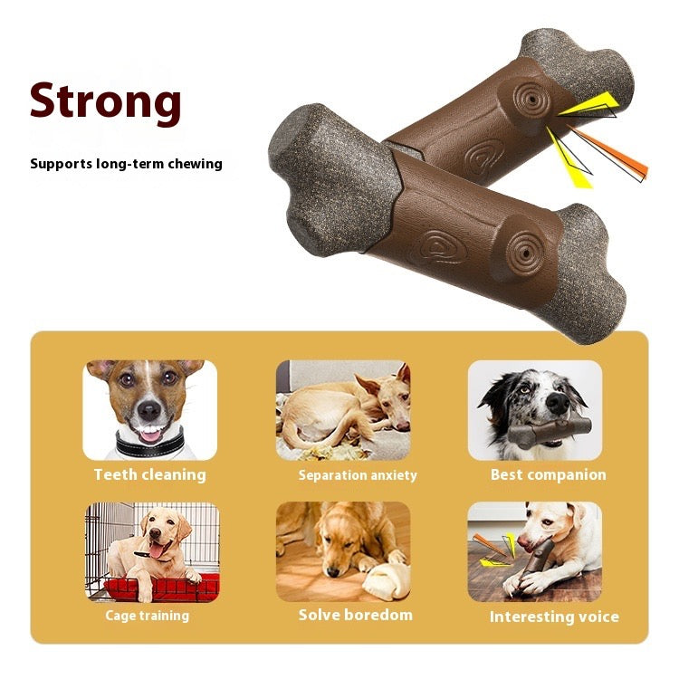 Durable Wood-Style Squeaky Ball Dog Toy – Natural Look Plastic Fetch Toy Made in USA
