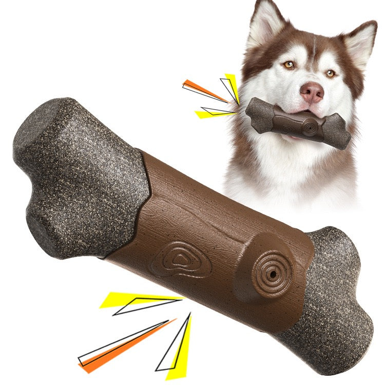 Durable Wood-Style Squeaky Ball Dog Toy – Natural Look Plastic Fetch Toy Made in USA