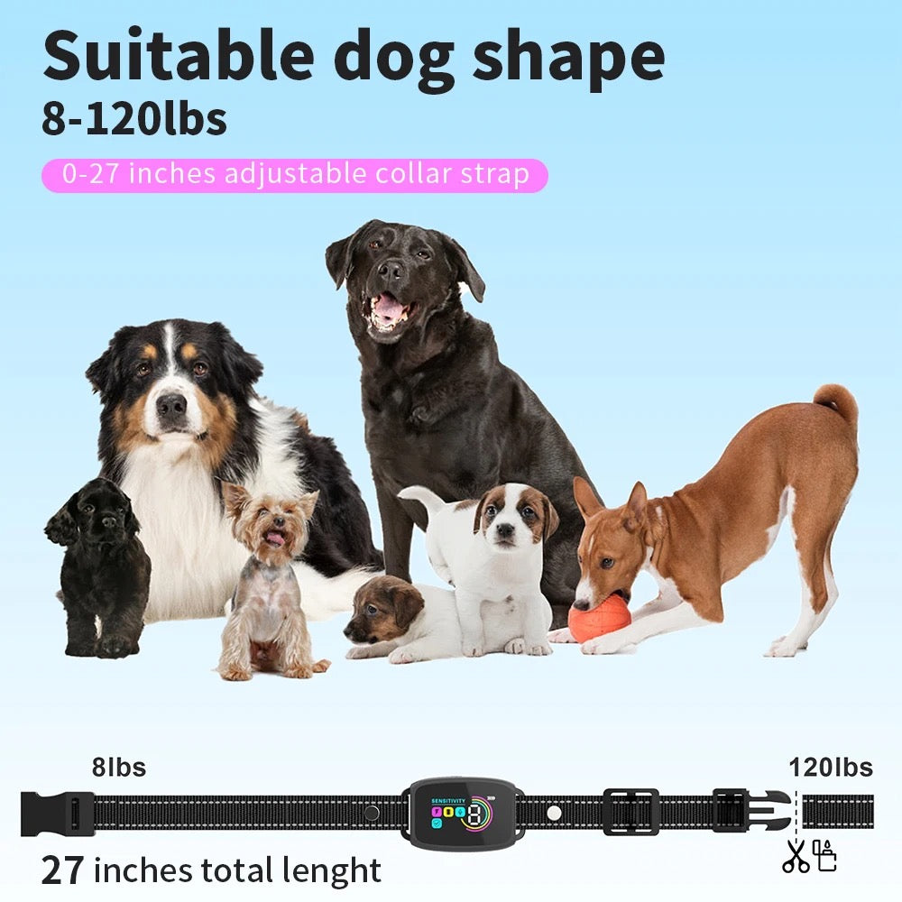 Smart AI Bark Collar for Small, Medium & Large Dogs | IP67 Waterproof Rechargeable Anti-Barking Collar with 4 Safe Training Modes & LCD Color Display