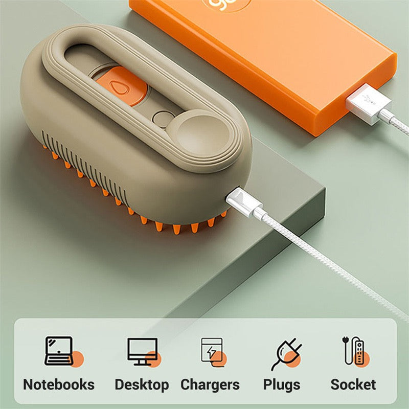 3-in-1 Electric Steam Pet Brush | Anti-Static Grooming & Deshedding Tool for Cats & Dogs