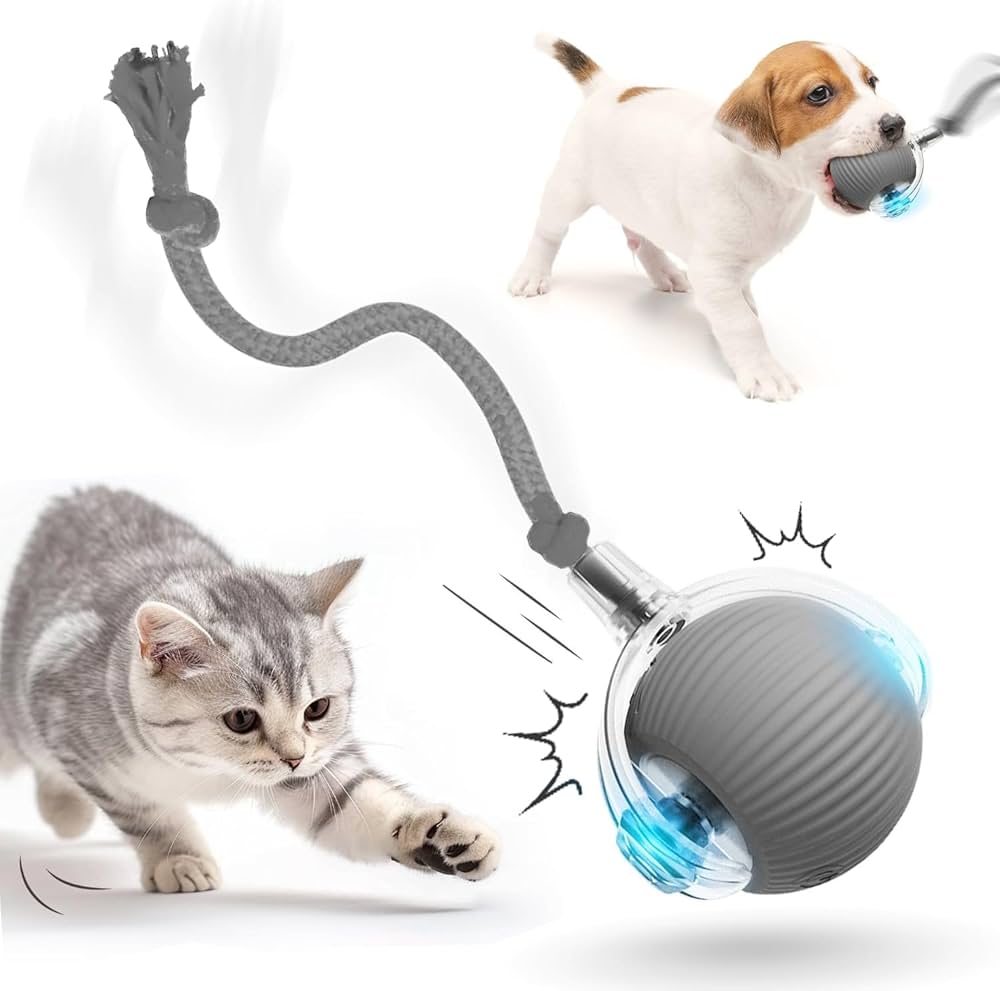Automatic Cat and Dog Toy, Interactive Pet Ball, All-Terrain Toy, Smart Pet Entertainment.