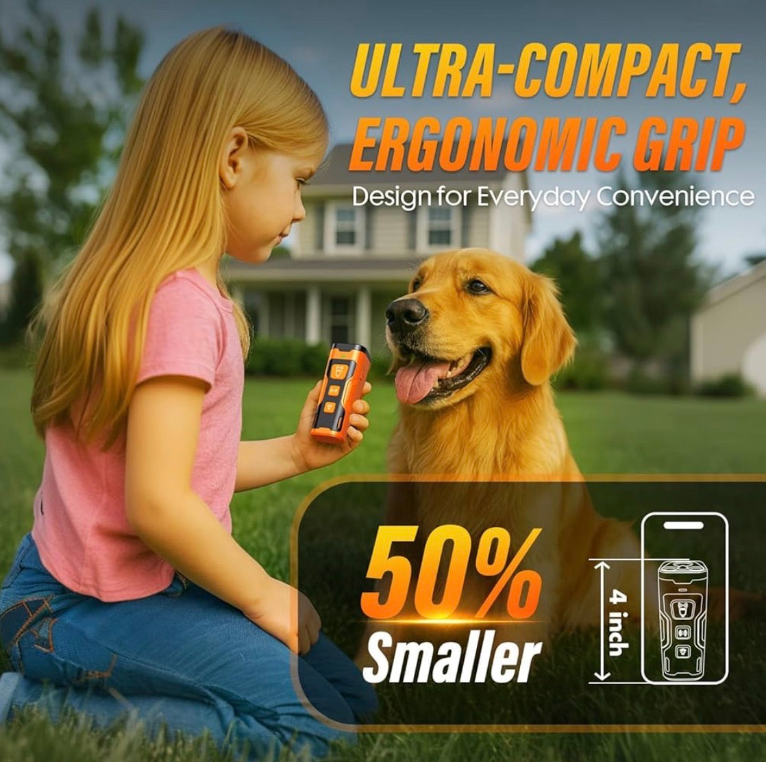 3X Ultrasonic Dog Bark Deterrent – 6-in-1 Stop Barking Device – Humane Dog Training Tool with 23ft Range & LED Flashlight – USB-C Rechargeable