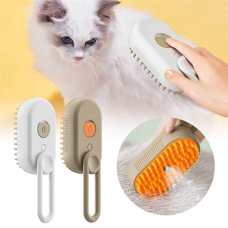 3-in-1 Electric Steam Pet Brush | Anti-Static Grooming & Deshedding Tool for Cats & Dogs