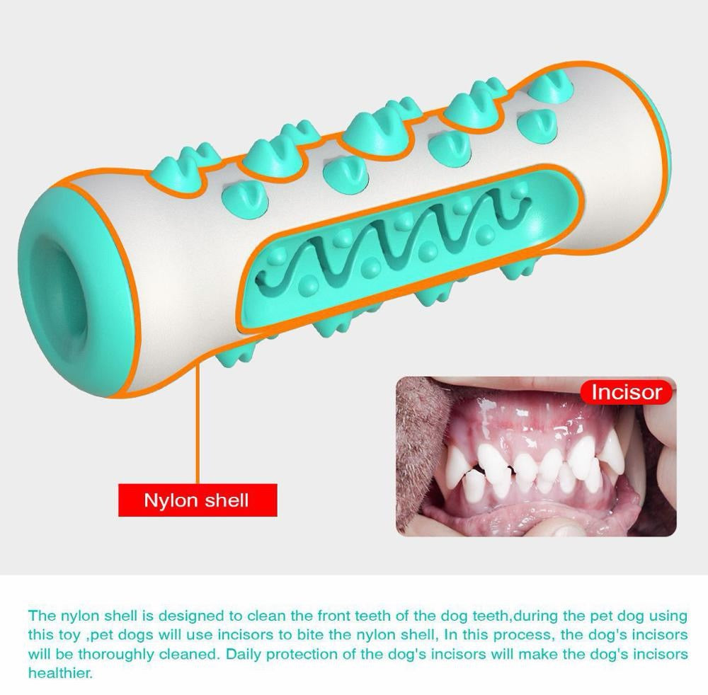 Dog Squeaky Toys For Aggressive Chewers, Tough Toothbrush Dog Chew Toy, Nearly Indestructible Rubber Toys For Pet Training, Teeth Cleaning, Playing And Chewing For Medium & Large Breeds