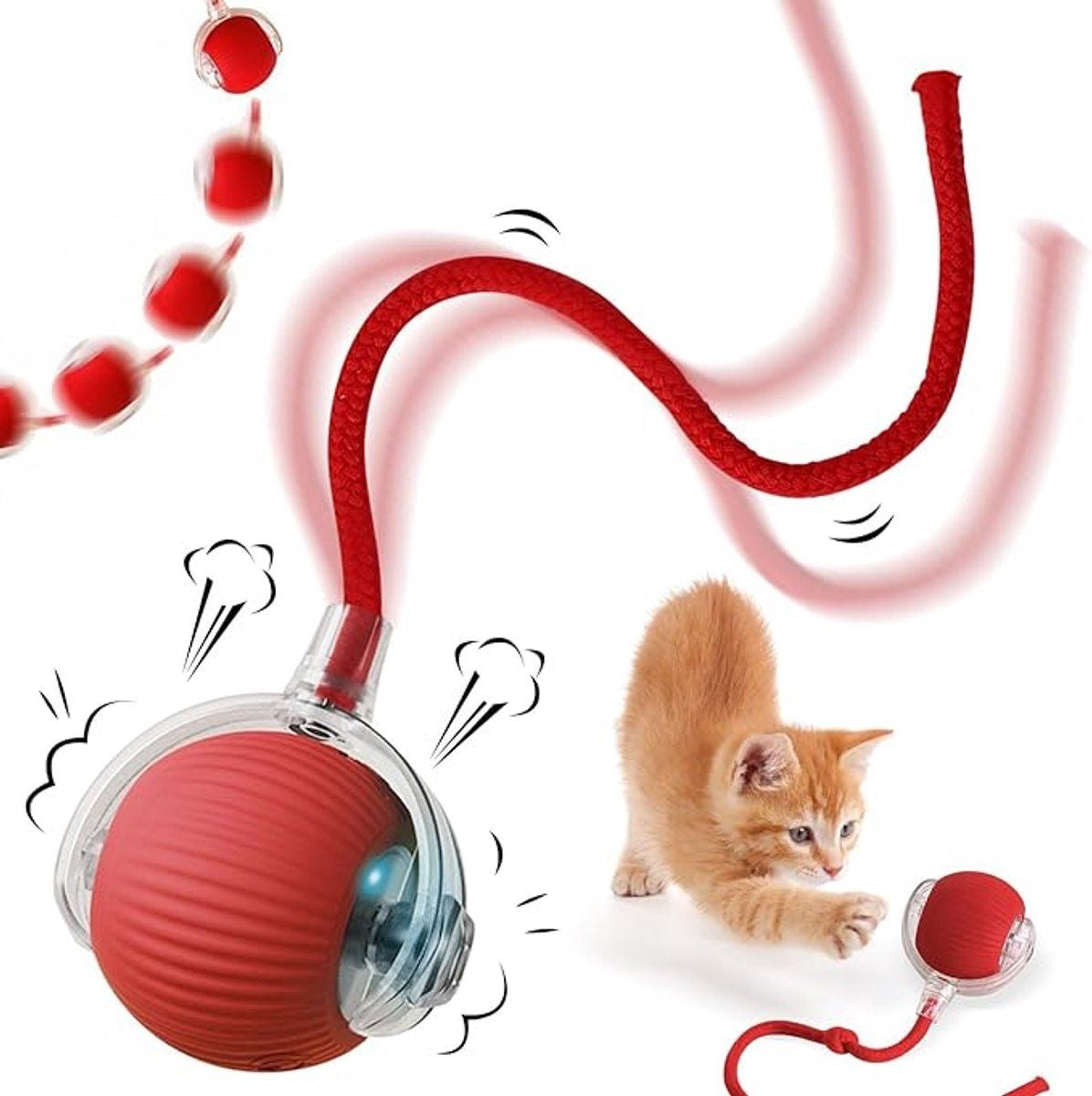 Automatic Cat and Dog Toy, Interactive Pet Ball, All-Terrain Toy, Smart Pet Entertainment.