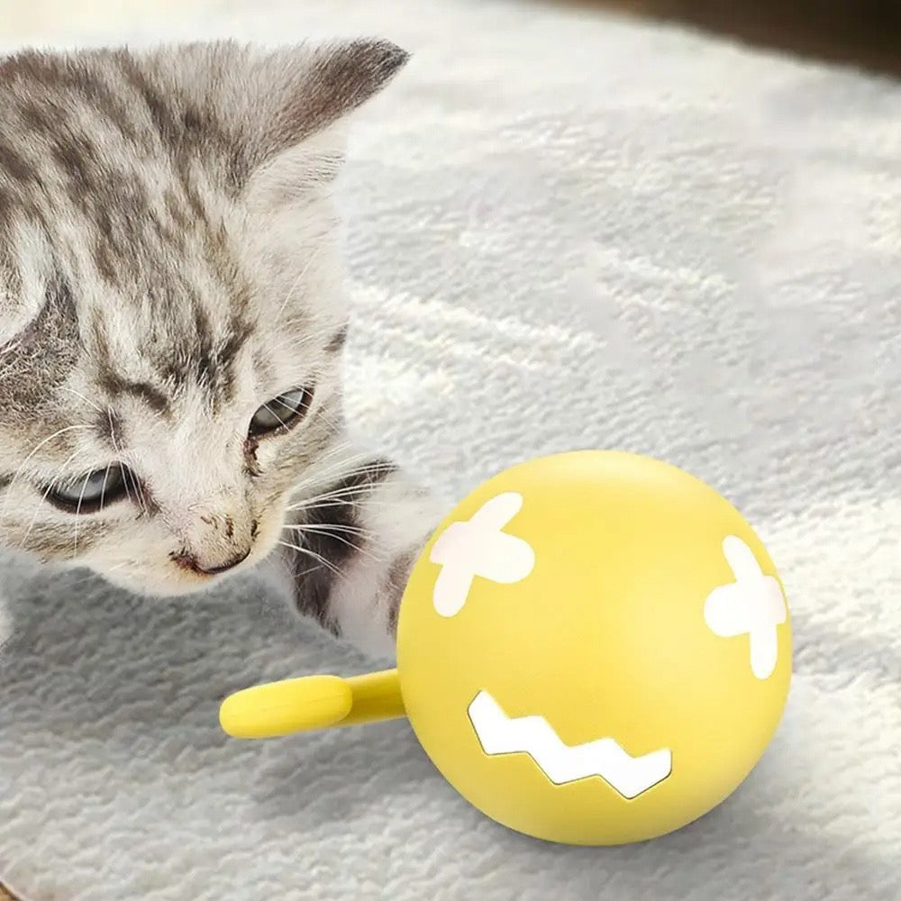 Smart Interactive Cat Toy Ball - Automatic Self-Moving Pet Toy with Feather Tail & USB Charging