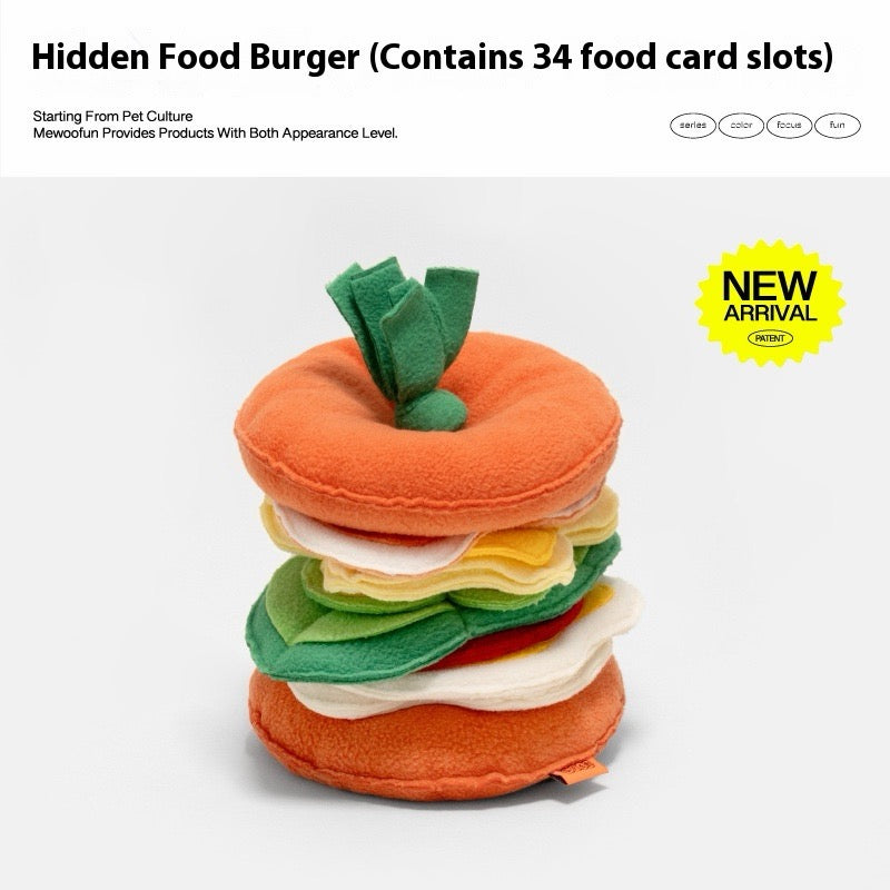 Interactive Hamburger Snuffle Dog Toy – Plush Foraging Mat for Mental Stimulation & Slow Feeding