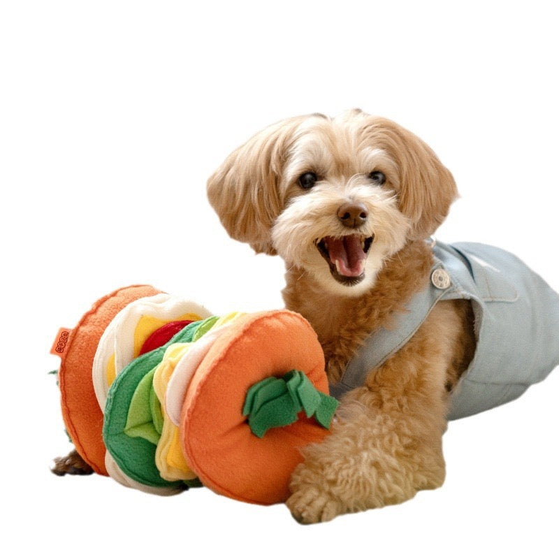 Interactive Hamburger Snuffle Dog Toy – Plush Foraging Mat for Mental Stimulation & Slow Feeding